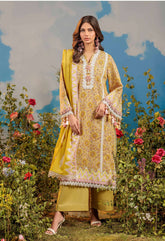 WSS25P3001-Lemon Grass Unstitched 3-Piece Floral Splendor Lawn Collection 2025 By Bonanza Satrangi