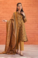42206526-R Gold Unstitched 3-Piece Premium Lawn Summer Collection 2025 By Nishat