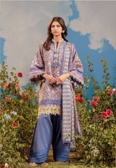 WSS25P3004-Blue Bell Unstitched 3-Piece Floral Splendor Lawn Collection 2025 By Bonanza Satrangi