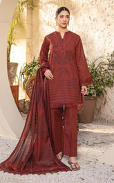 Maria.B M.Basics Elaheh Lawn - Unstitched 3 Piece Suit - MB-ELHV1-12 - Summer Collection 2025