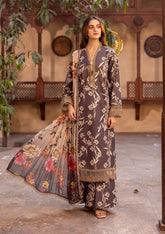 Surgul Rahma Premium Lawn- Unstitched 3 Piece Suit - VO-01-25-D03-GRAY Summer Collection 2025