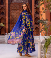 Surgul Rahma Premium Lawn- Unstitched 3 Piece Suit - VO-01-25-D04-BLUE Summer Collection 2025