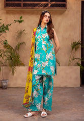 Surgul Rahma Premium Lawn- Unstitched 3 Piece Suit - VO-01-25-D05-BLUE Summer Collection 2025