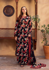 Surgul Rahma Premium Lawn- Unstitched 3 Piece Suit - VO-01-25-D08-BLACK Summer Collection 2025