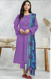Edenrobe Allure Lawn- Unstitched 3 Piece Suit - EWU24A3-29582-3P Purple - Summer Collection 2025