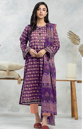 Edenrobe Allure Lawn- Unstitched 3 Piece Suit - EWU24A2-28243-3P Light Purple - Summer Collection 2025