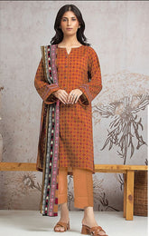 Edenrobe Allure Lawn- Unstitched 3 Piece Suit - EWU24A2-29639-3P Brown - Summer Collection 2025