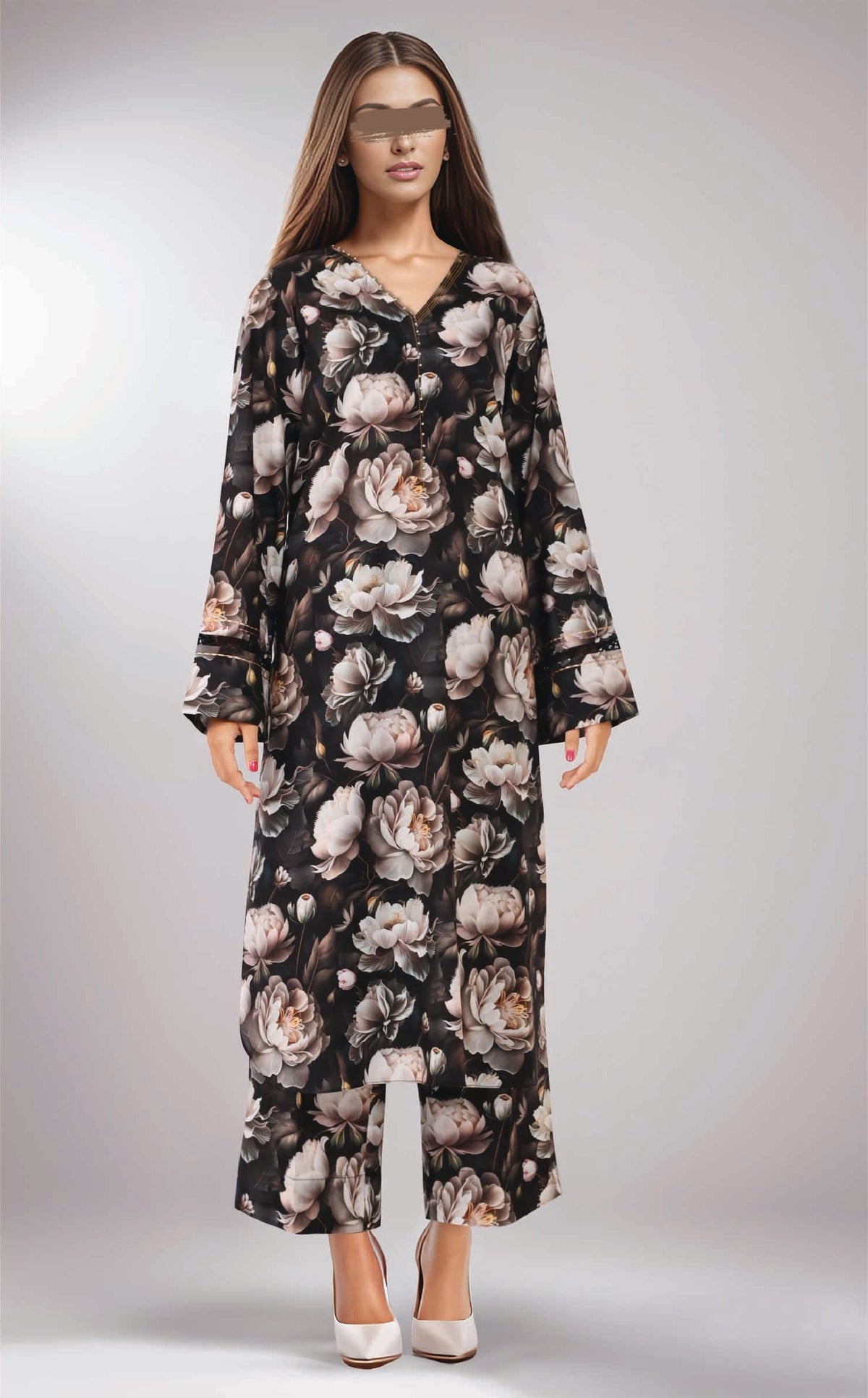 U07-24181-15A Black Unstitched 2-Piece Premium Lawn Collection 2025 By Saya