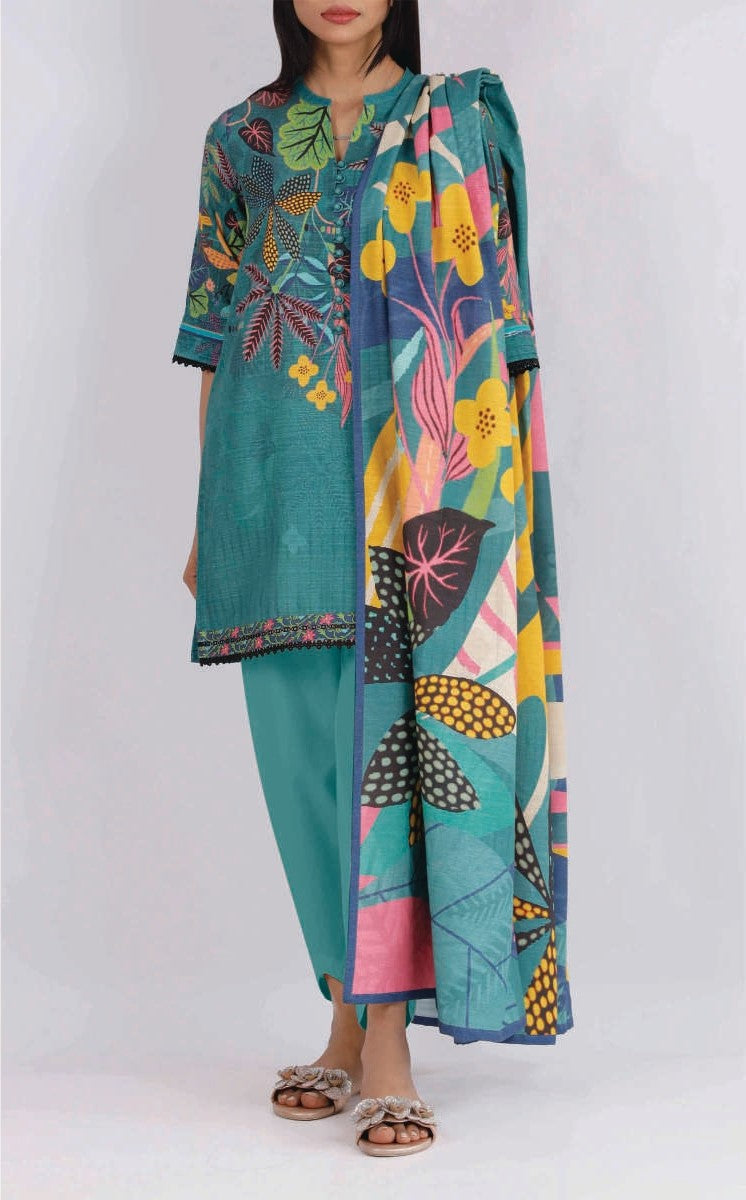 U01-24356-57A  Unstitched 3-Piece Premium Khaddar Collection 2024 By Saya