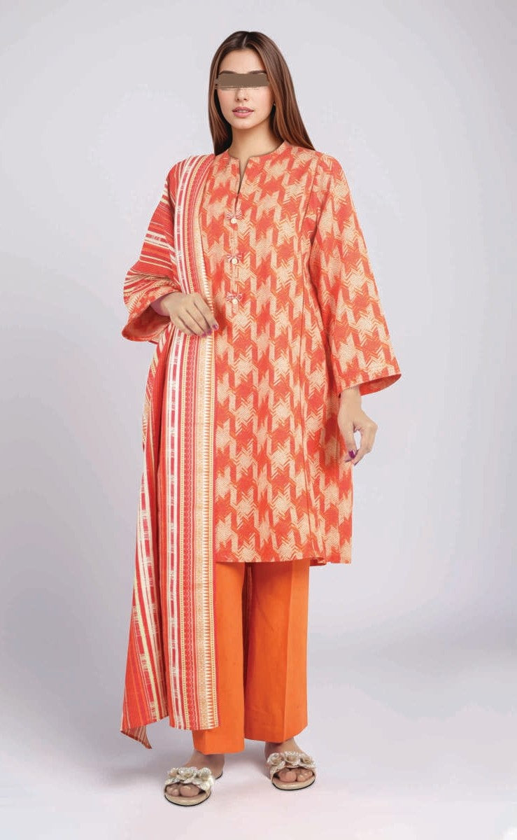 U04-24356-62B Unstitched 3-Piece Premium Khaddar Collection 2024 By Saya