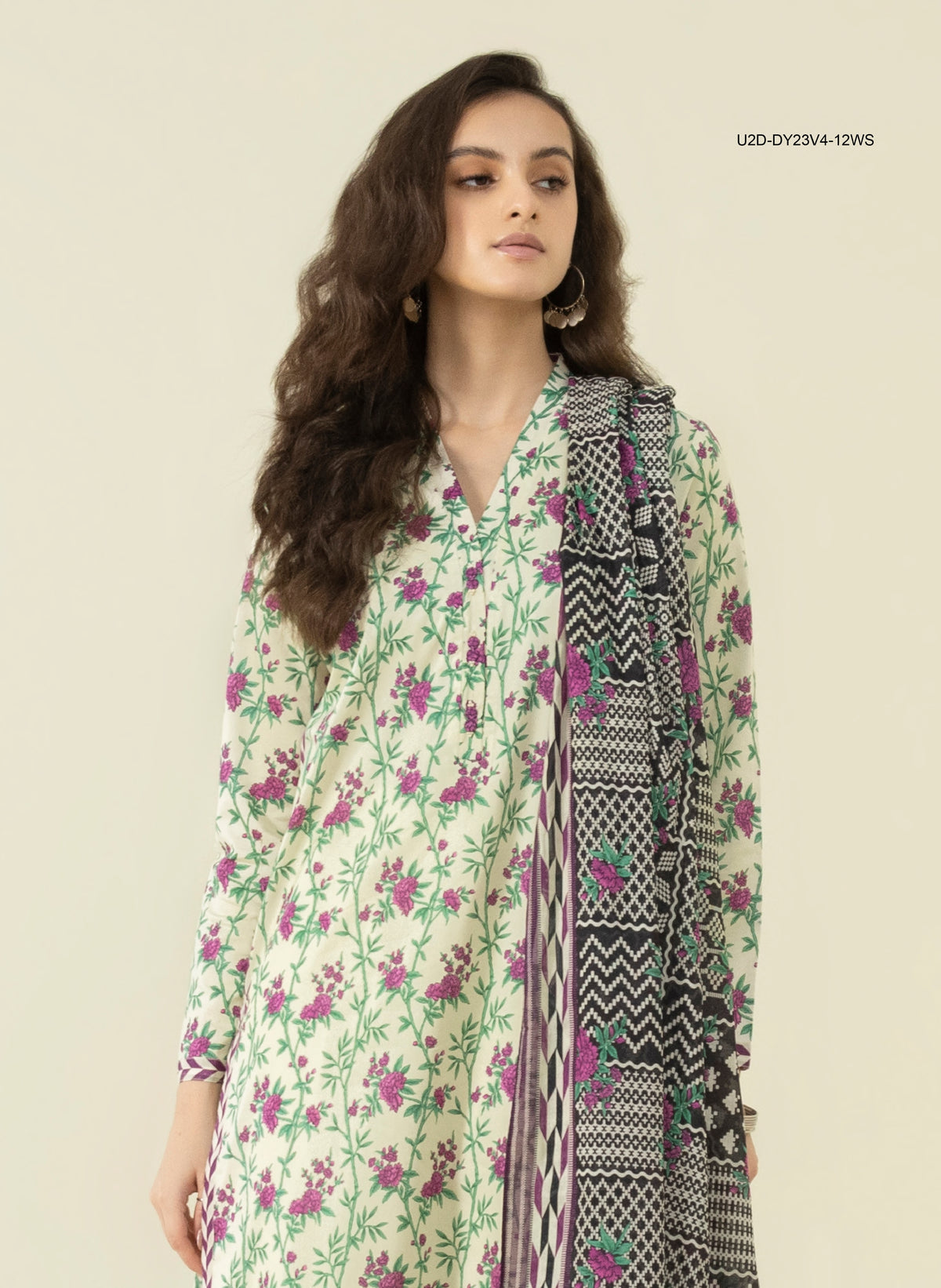 U2D-DY23V4-12WS-Unstitched 3-Piece Printed Lawn  Summer Collection 2025 By Sapphire