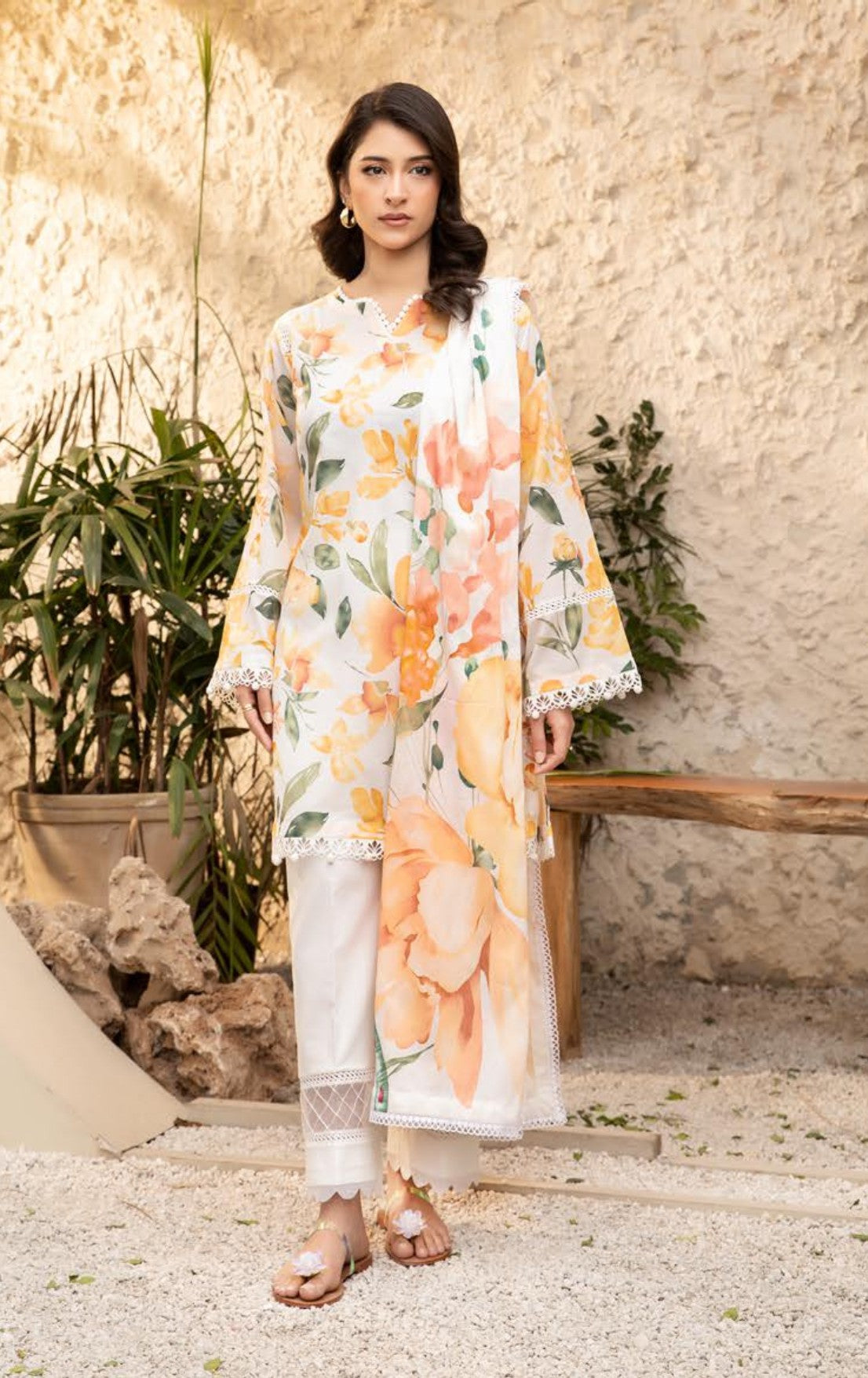 Maria.B M.Basics Elaheh Lawn - Unstitched 3 Piece Suit - MB-ELHV1-08 - Summer Collection 2025